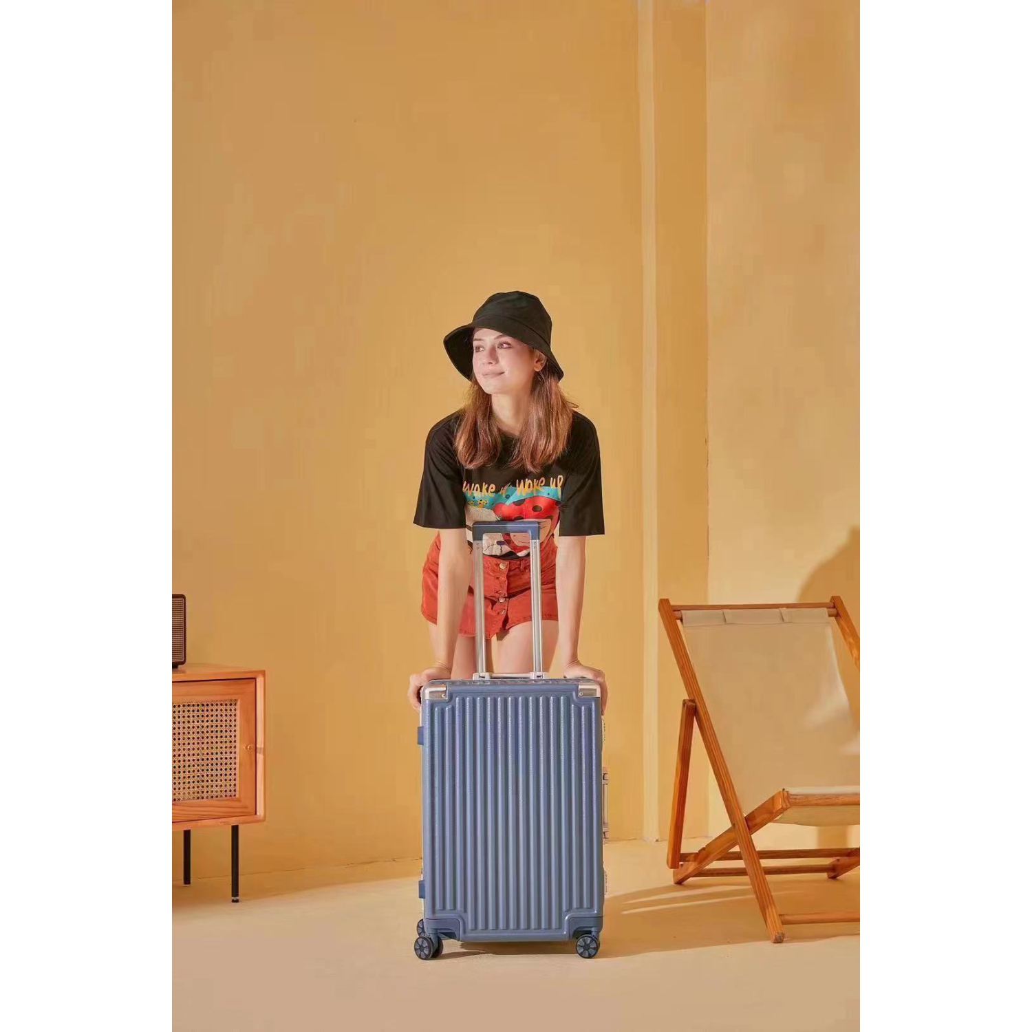 Ensemble de 2 valises légères, durables PC + ABS, roulettes doubles pivotantes, verrou TSA - 20 po & 28 po - Bleu côtier