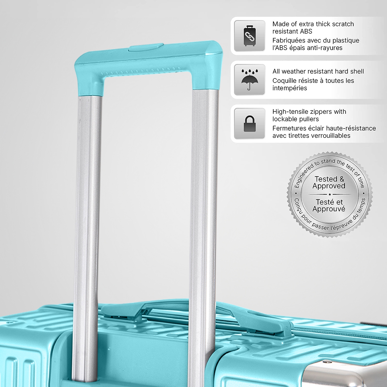 Valise légère et durable en polycarbonate et en ABS, roulettes pivotantes doubles, verrou TSA - 24&nbsp;po - Zenith Turquoise