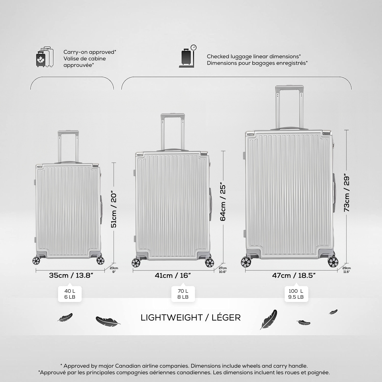 WINGOMART Luggage Lightweight Durable PC+ABS Hardshell, Double Spinner Wheels, TSA Lock - 24in - Silver
