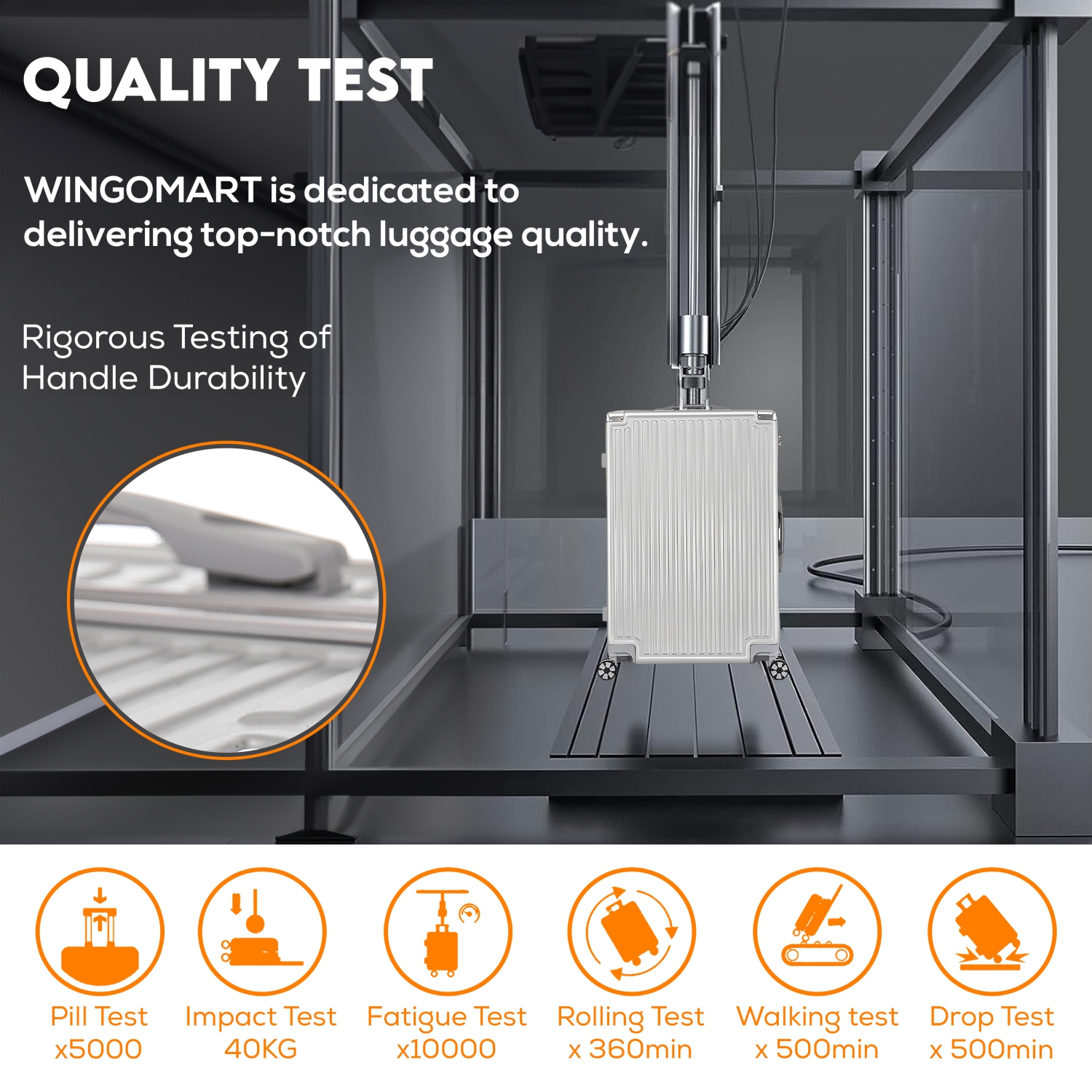 WINGOMART Luggage Lightweight Durable PC+ABS Hardshell, Double Spinner Wheels, TSA Lock - 24in - Silver