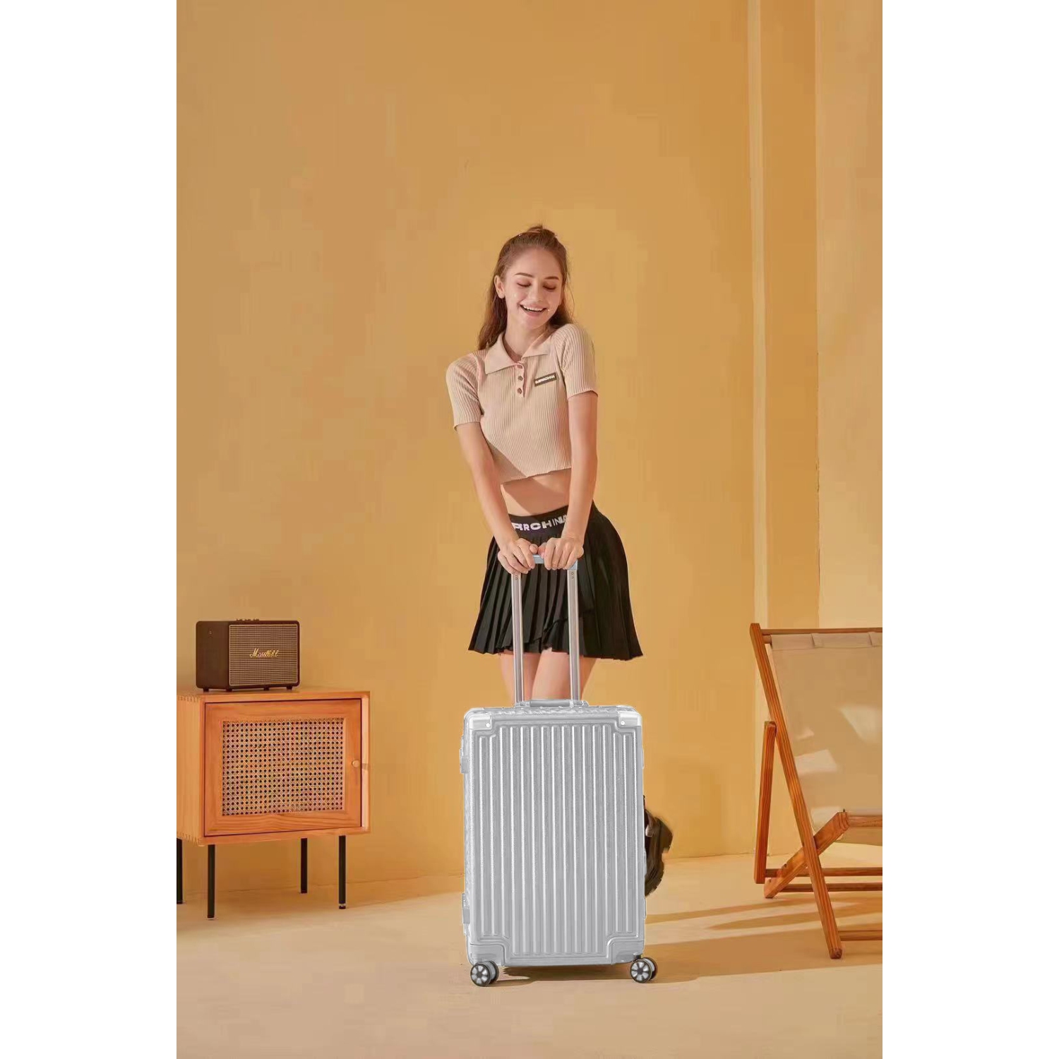 WINGOMART Luggage Lightweight Durable PC+ABS Hardshell, Double Spinner Wheels, TSA Lock - 24in - Silver