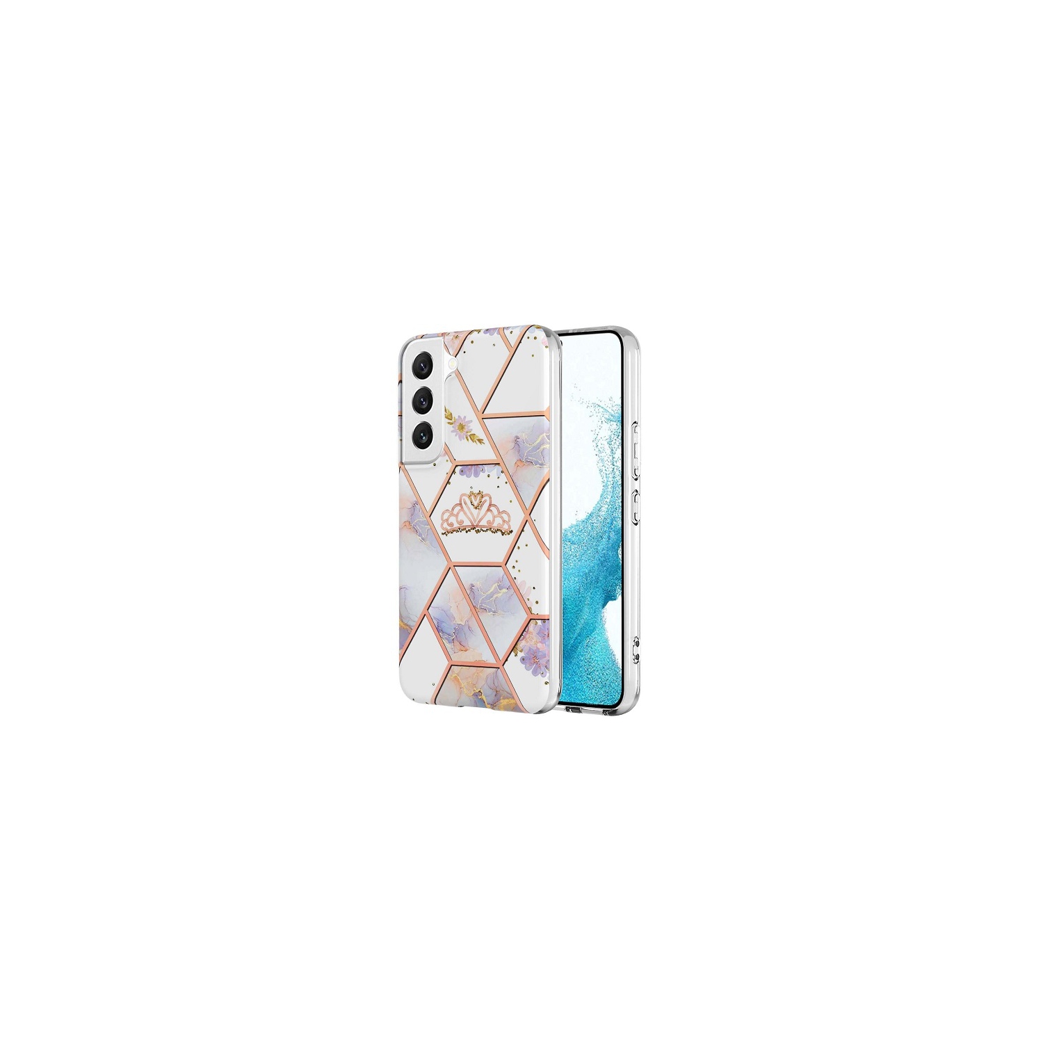 Étui SuperShield pour Galaxy S22 5G de Samsung motif marbré arrière rigide modèle mince appareil photo amélioré et protection d'écran pour filles et