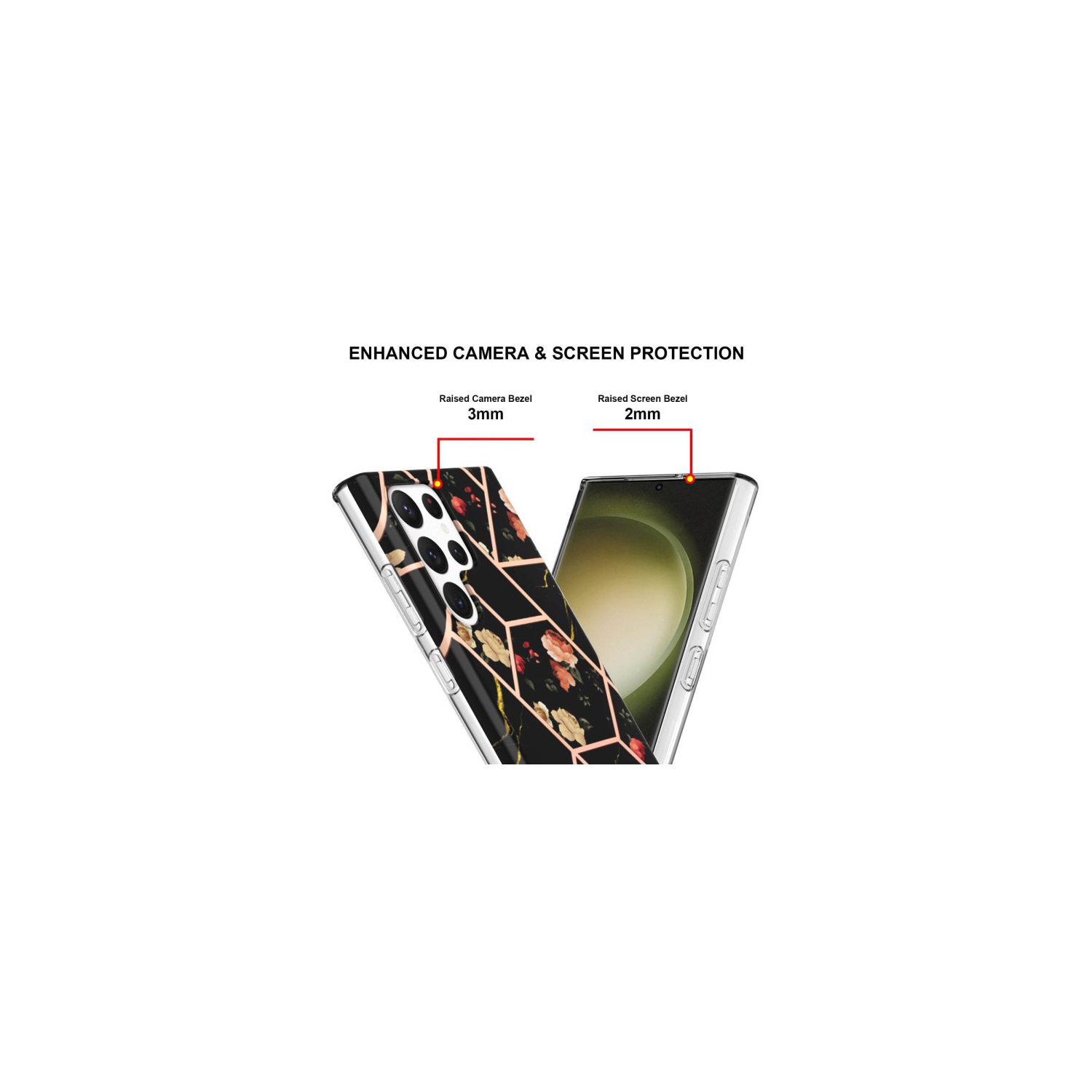 Étui SuperShield pour Galaxy S22 Ultra de 5G mm de Samsung avec motif marbré arrière rigide modèle mince appareil photo amélioré et protection