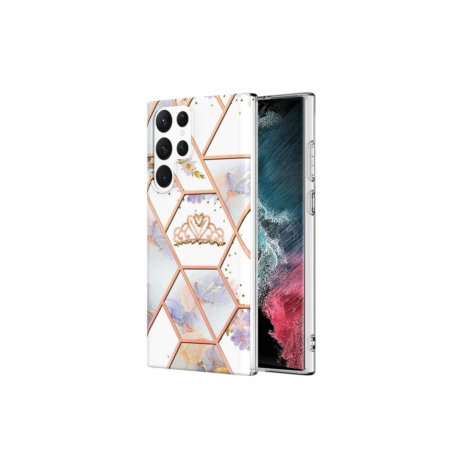 Étui SuperShield pour Galaxy S22 Ultra de 5G mm de Samsung avec motif marbré arrière rigide modèle mince appareil photo amélioré et protection