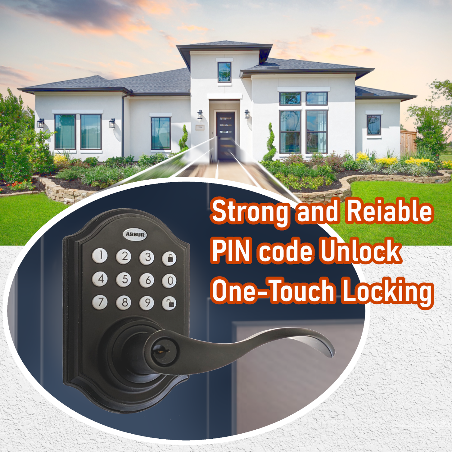 ASSUR Keyless Entry Door Lock Smart Door Locks Electronic Door Lock with Handle Lever