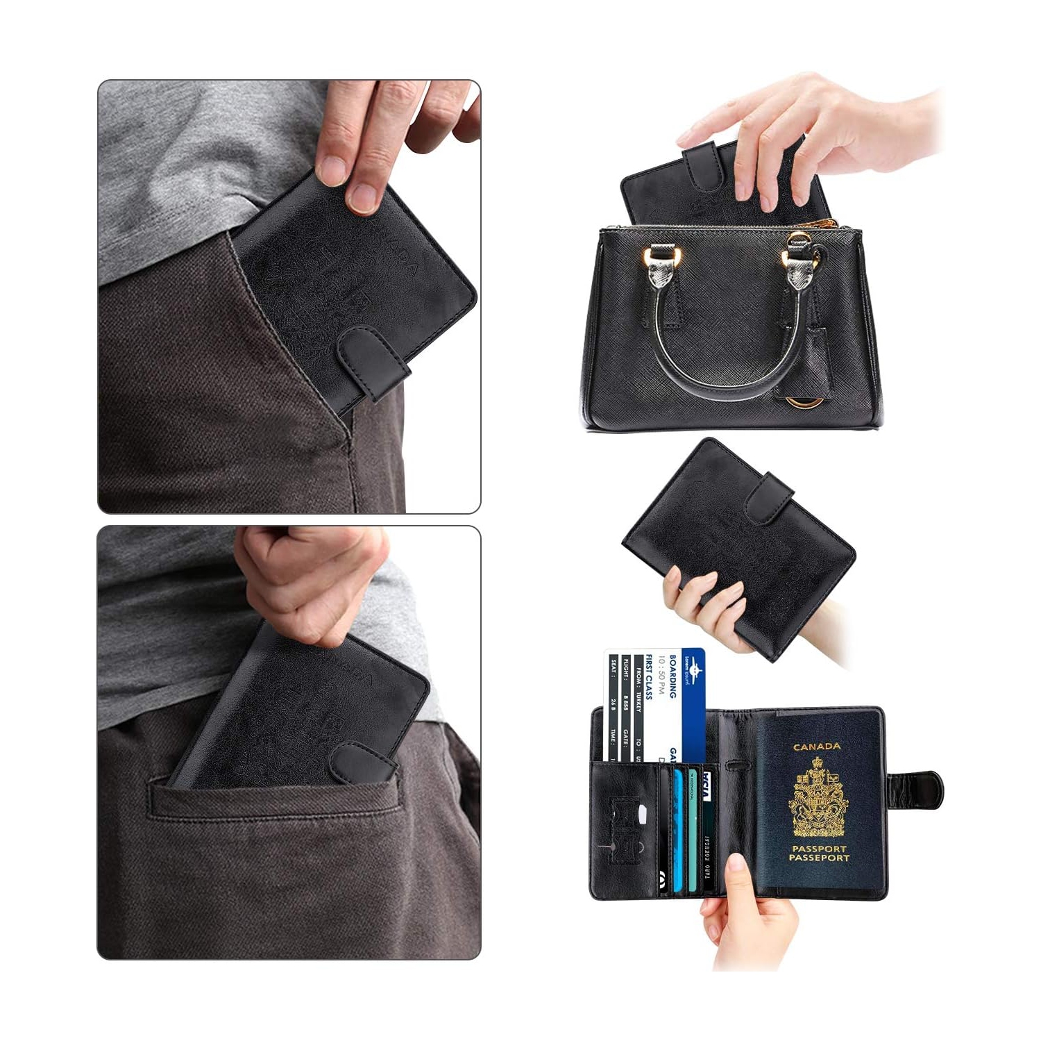 Étui portefeuille de voyage avec porte-passeport et blocage RFID