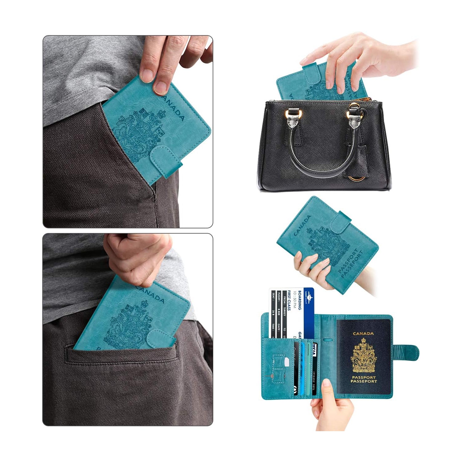 Étui portefeuille de voyage avec porte-passeport et blocage RFID