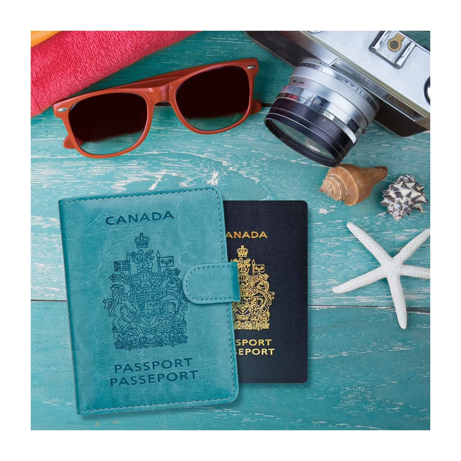 Étui portefeuille de voyage avec porte-passeport et blocage RFID