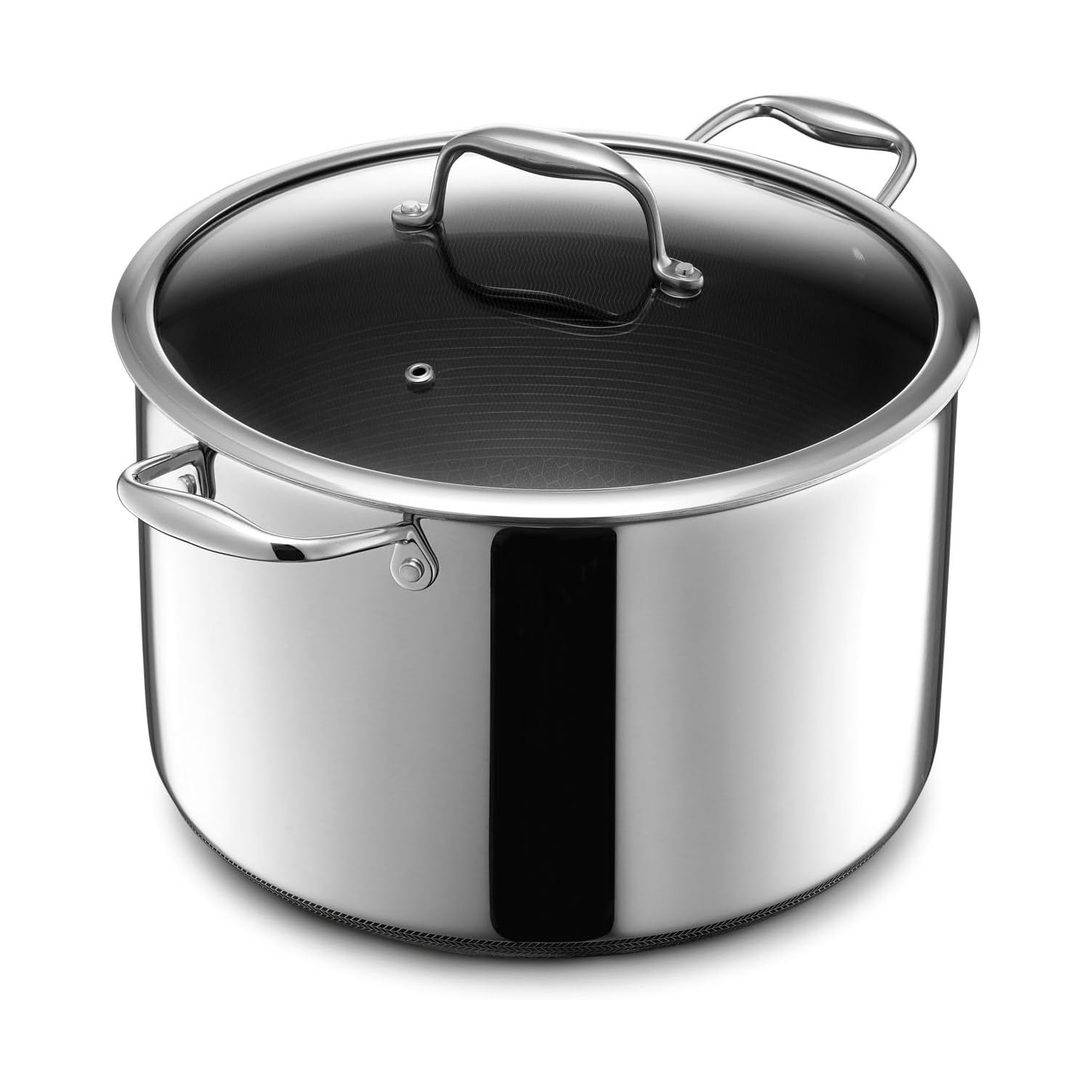 Casserole hybride antiadhésive de 10 pintes avec couvercle HexClad, va au lave-vaisselle et au four, compatible avec toutes les surfaces de cuisson