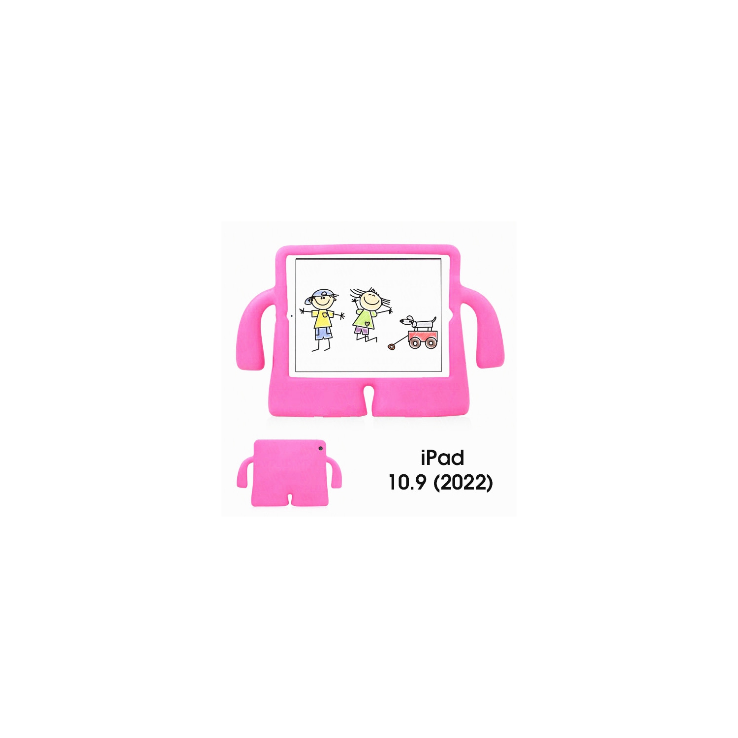 [CS] Silicone Shockproof Child Kids Protective Stand Cover Case for iPad 10th Gen. / iPad 11th Gen. / Air 11" (M2) (M3), Hot Pink