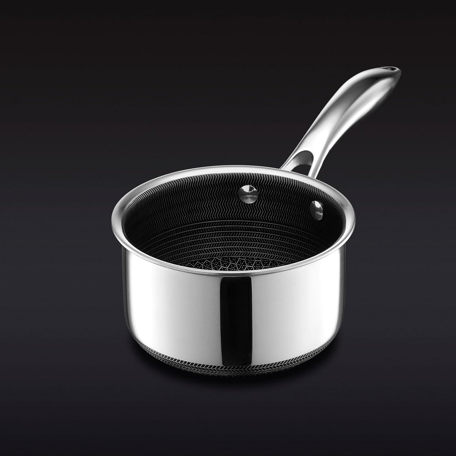 HexClad 1 Quart Hybrid Nonstick Saucepan and Lid, Dishwasher and Oven Friendly, Compatible with All Cooktops