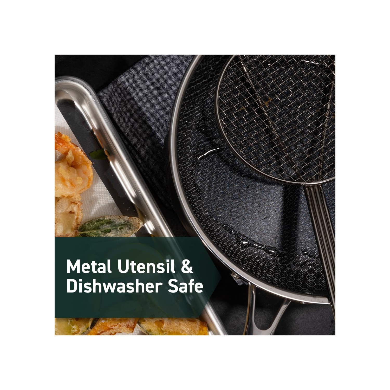 HexClad 2 Quart Hybrid Nonstick Saucepan and Lid, Dishwasher and Oven Friendly, Compatible with All Cooktops