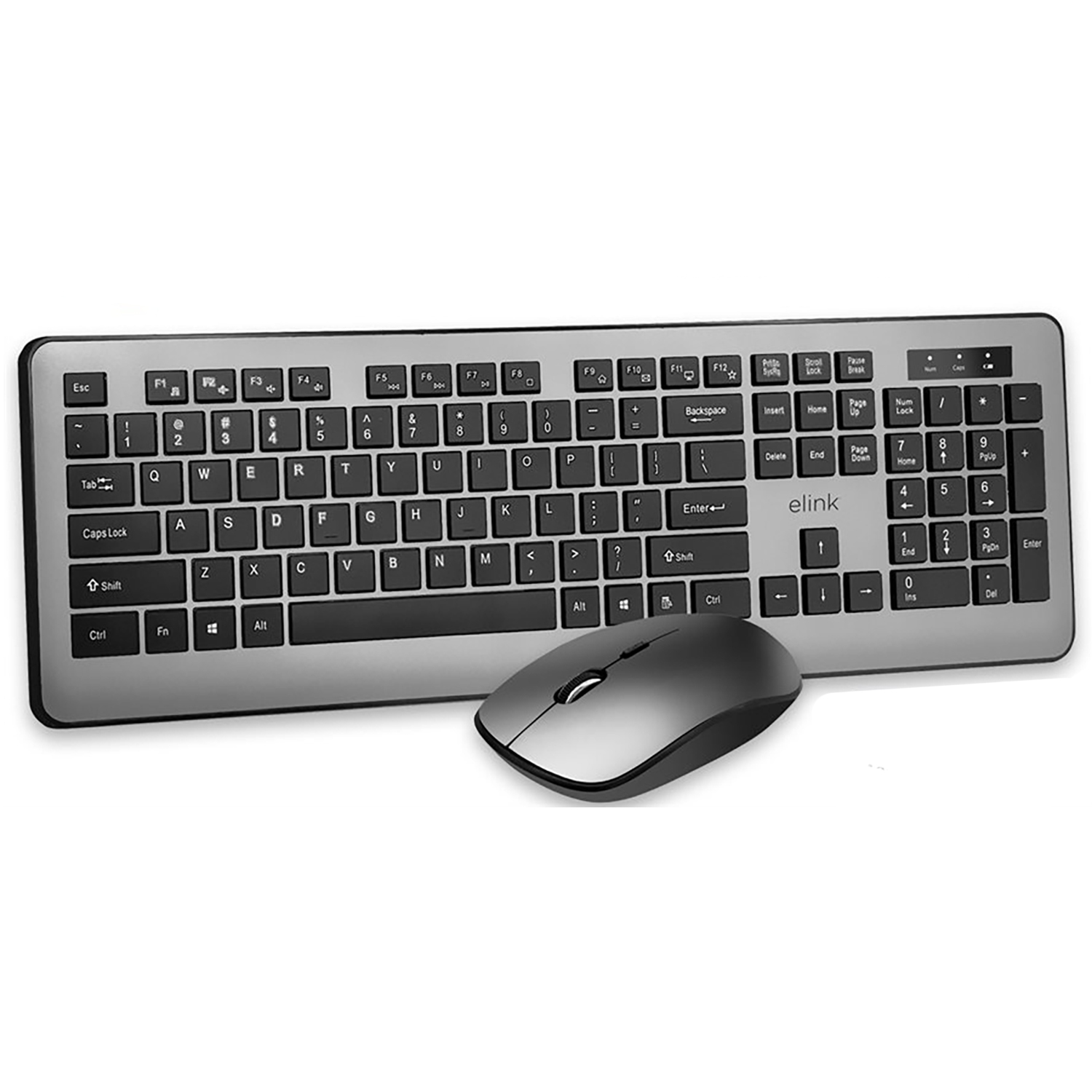 Elink KBR623 - Wireless Keyboard and Mouse Set, Rechargeable, 2.4GHz, Black