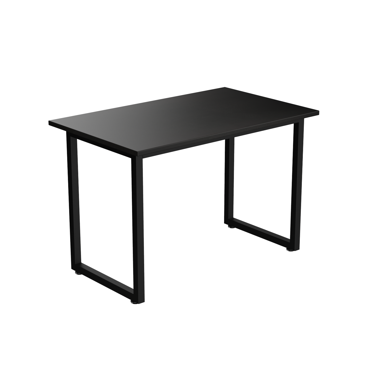 Desky – Table d'appoint fixe de bureau – Dessus noir, cadre noir mat, acier robuste, pieds réglables