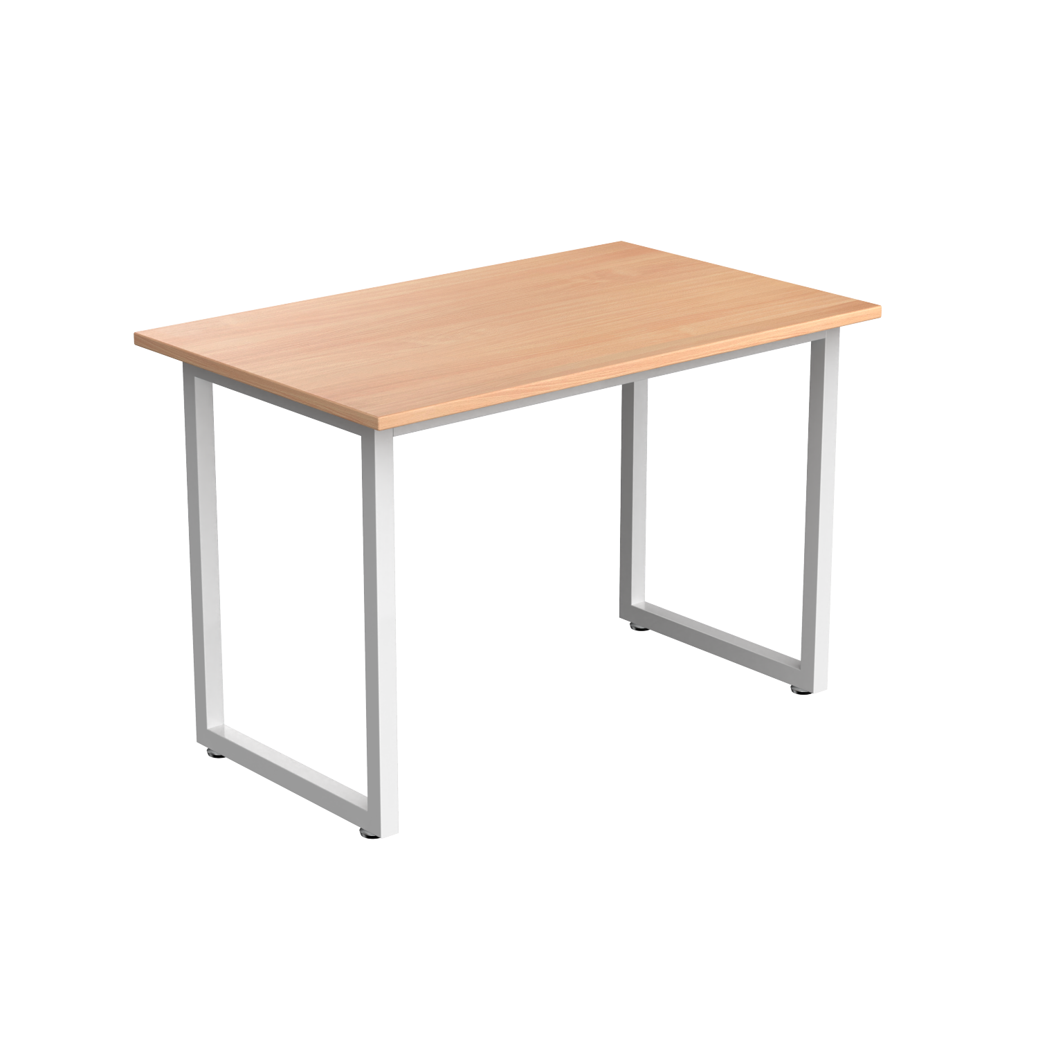 Desky Fixed Office Side Table - Natural Rubberwood Top, Matte Black Frame, Sturdy Steel, Adjustable Feet