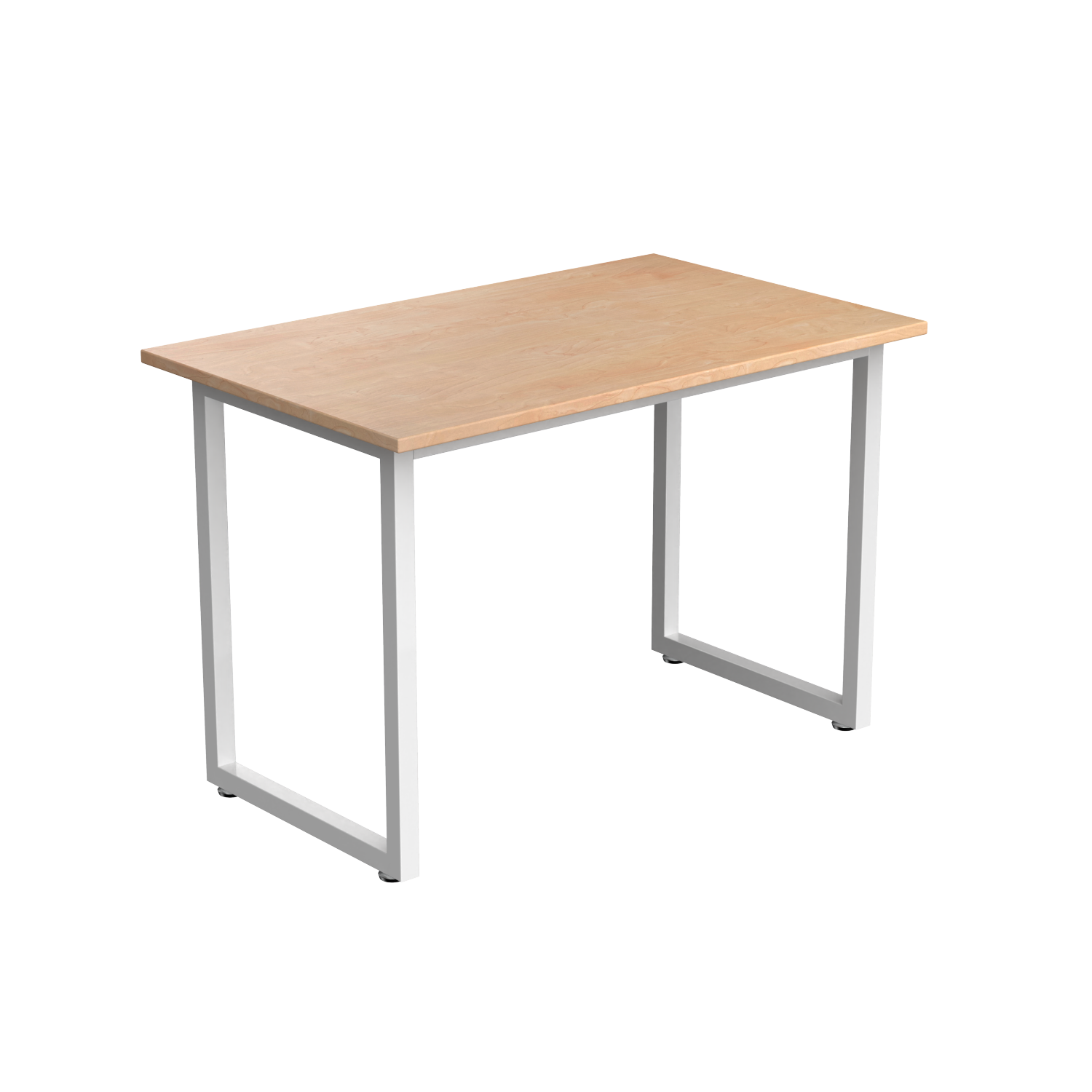 Table d'appoint fixe de Desky – Dessus en acacia, cadre blanc, acier robuste, pieds réglables