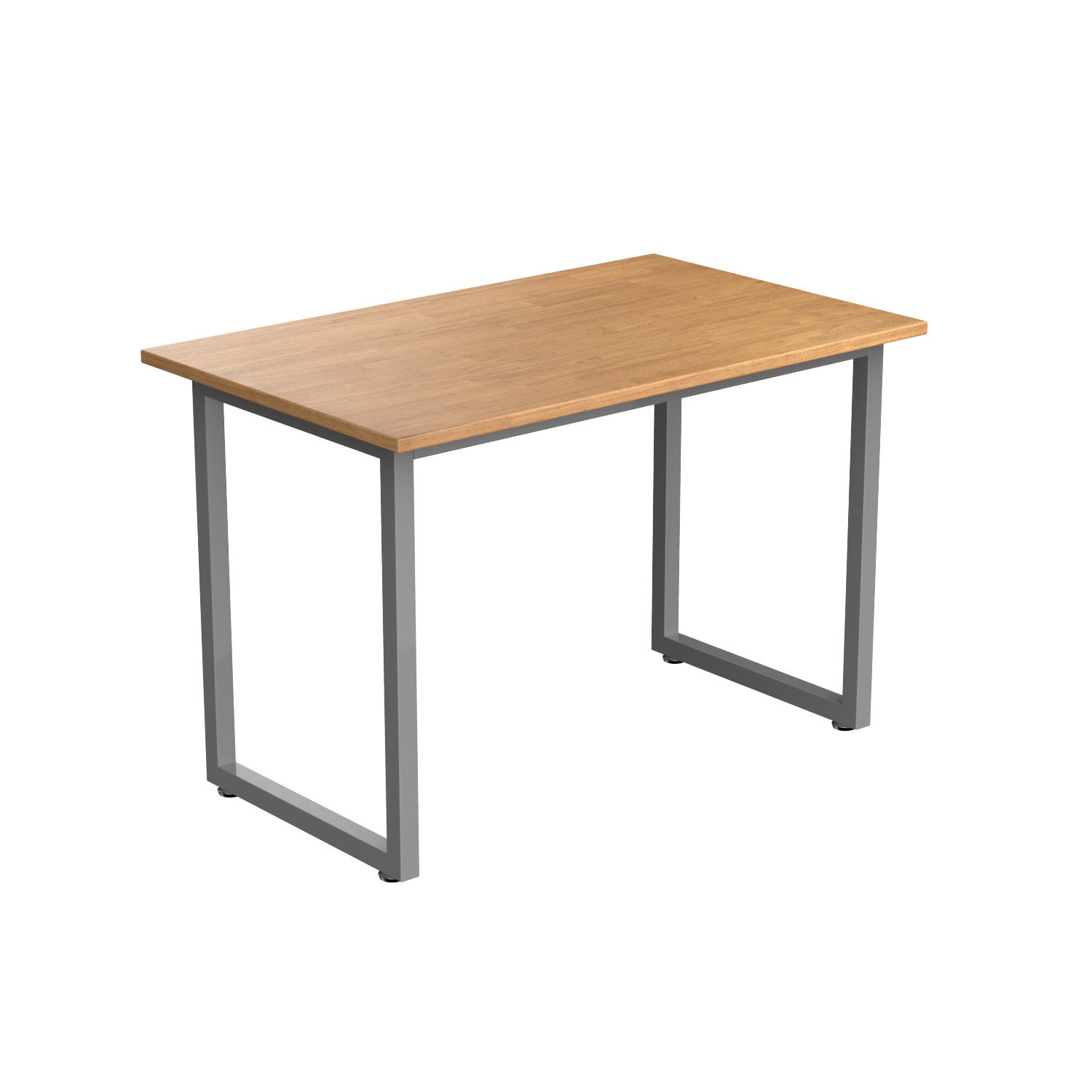 Table d'appoint fixe de Desky – Dessus en hévéa chêne clair, cadre gris, acier robuste, pieds réglables