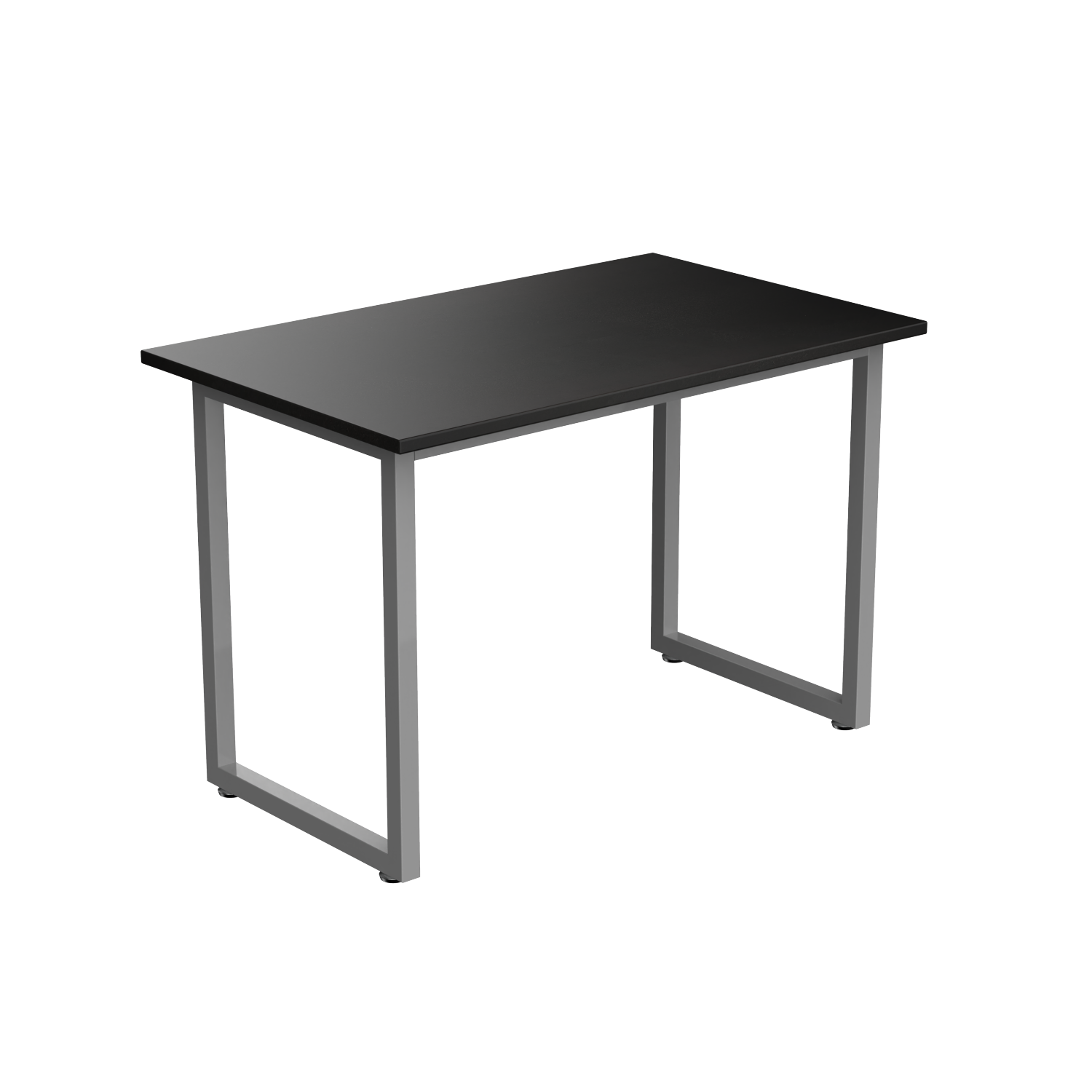 Desky Fixed Office Side Table - Black Top, Grey Frame, Sturdy Steel, Adjustable Feet