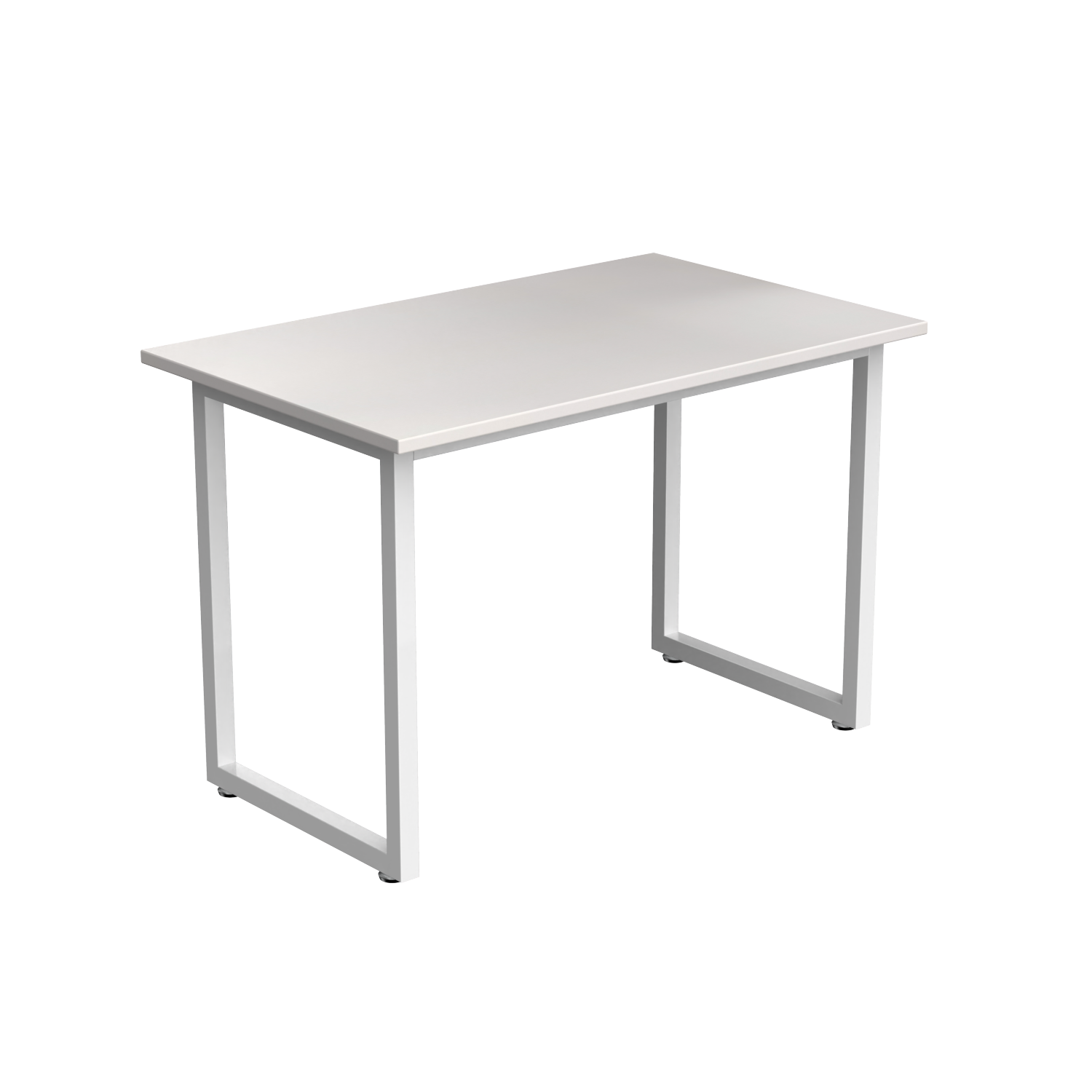 Desky Fixed Office Side Table - Teak Top, Grey Frame, Sturdy Steel, Adjustable Feet