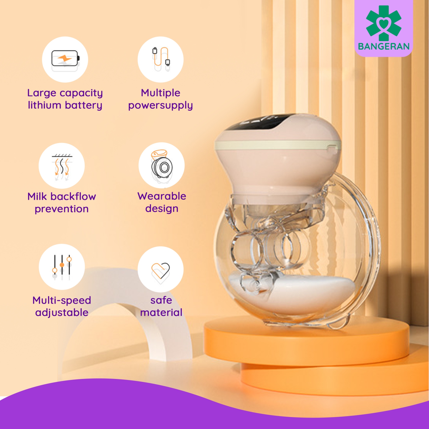 Hands Free Wearable Electric Breast Pump with Massage Mode