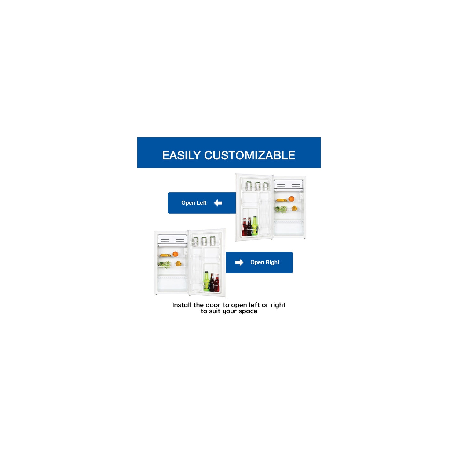 Koolatron – réfrigérateur compact avec congélateur, 3,2&nbsp;pi³ blanc, espace arrière plat, porte réversible, congélateur pleine largeur, pour la