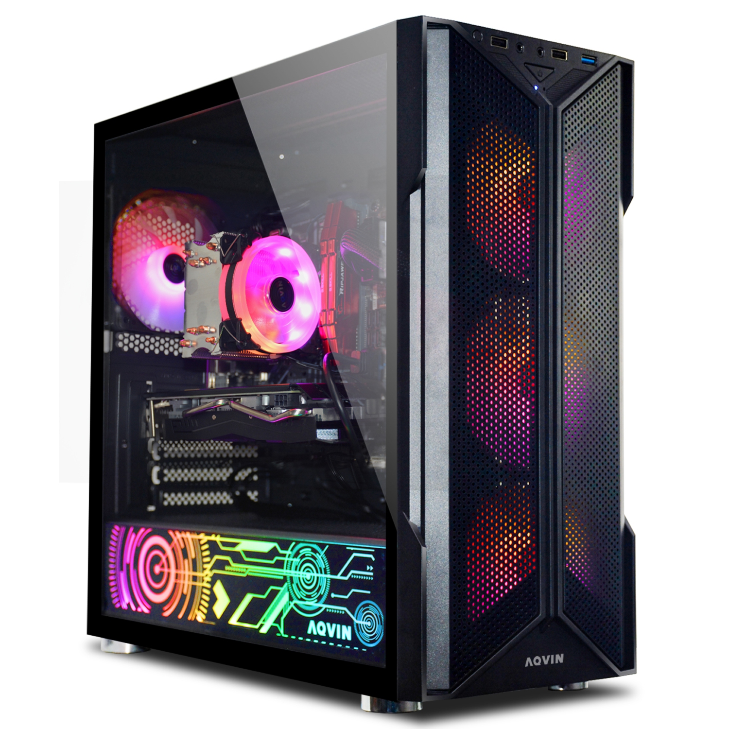 Gaming PC AQVIN-AQ20 Desktop Computer Tower - RGB (Intel Core i7 up to 4.60 GHz/ 2TB SSD/ 32GB DDR4 RAM/ GeForce RTX 3060 12GB/ Windows 11) - Only at Best Buy