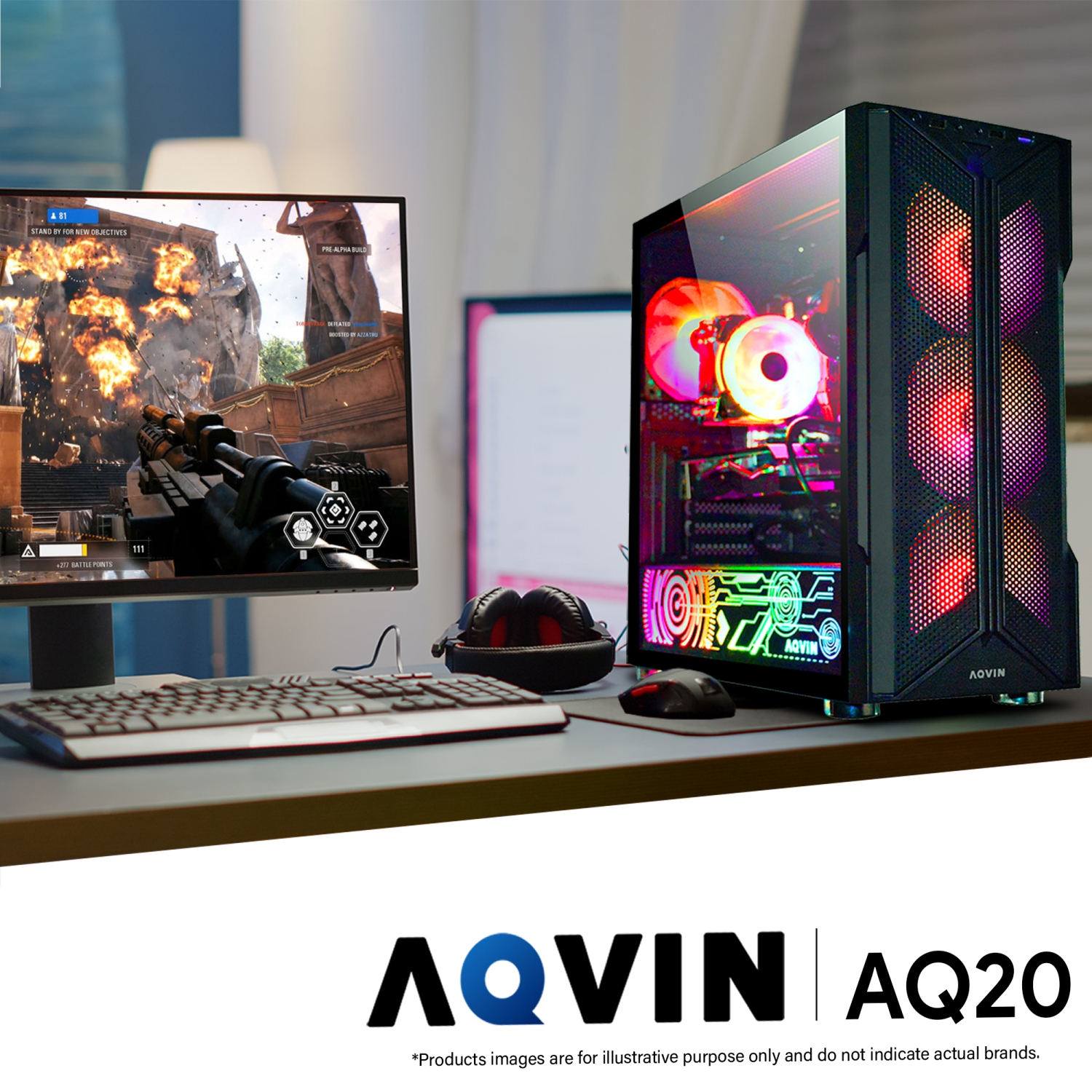 Ordinateur de jeu AQVIN AQ20 - processeur Core i7 d'Intel jusqu'à 32&nbsp;Go DDR4 de 4,60&nbsp;GHz mémoire vive 1&nbsp;To SSD GeForce RTX 4060