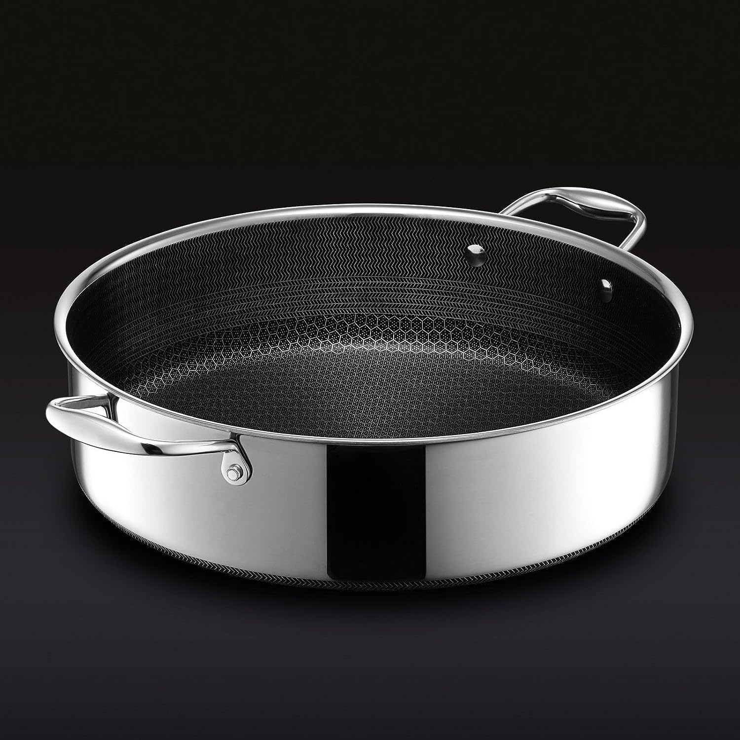 HexClad 7 Quart Hybrid Nonstick Saute Pan, Dishwasher and Oven Friendly, Compatible with All Cooktops