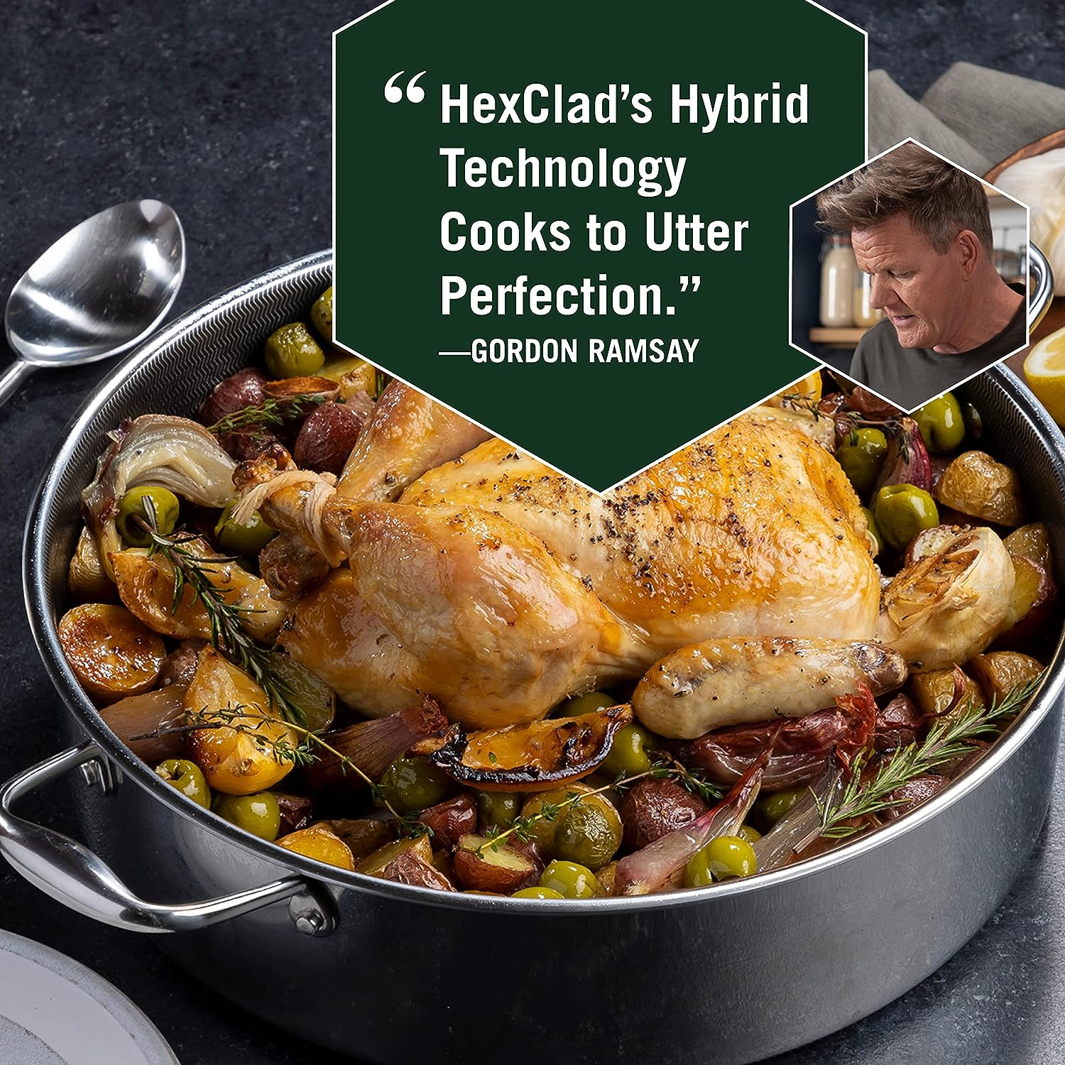 HexClad 7 Quart Hybrid Nonstick Saute Pan, Dishwasher and Oven Friendly, Compatible with All Cooktops