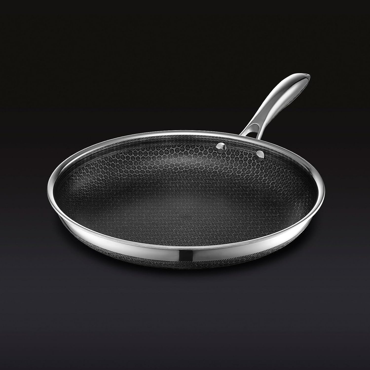 HexClad 12 Inch Hybrid Nonstick Frying Pan, Dishwasher and Oven Friendly, Compatible with All Cooktops