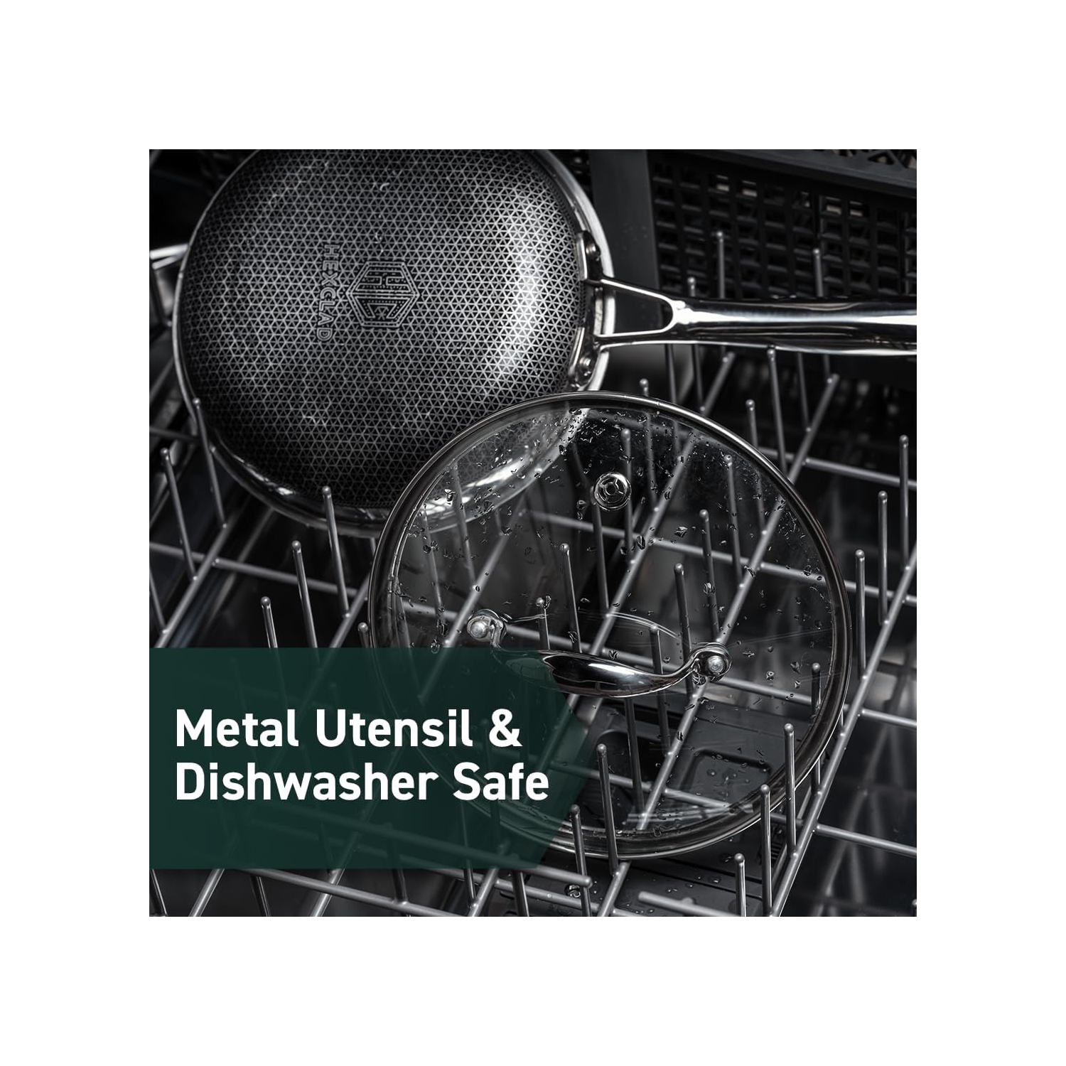 HexClad 12 Inch Hybrid Nonstick Frying Pan, Dishwasher and Oven Friendly, Compatible with All Cooktops