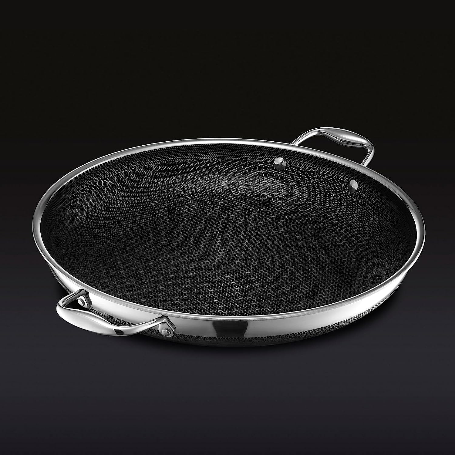 HexClad 14 Inch Hybrid Nonstick Frying Pan and Lid, Dishwasher and Oven Friendly, Compatible with All Cooktops