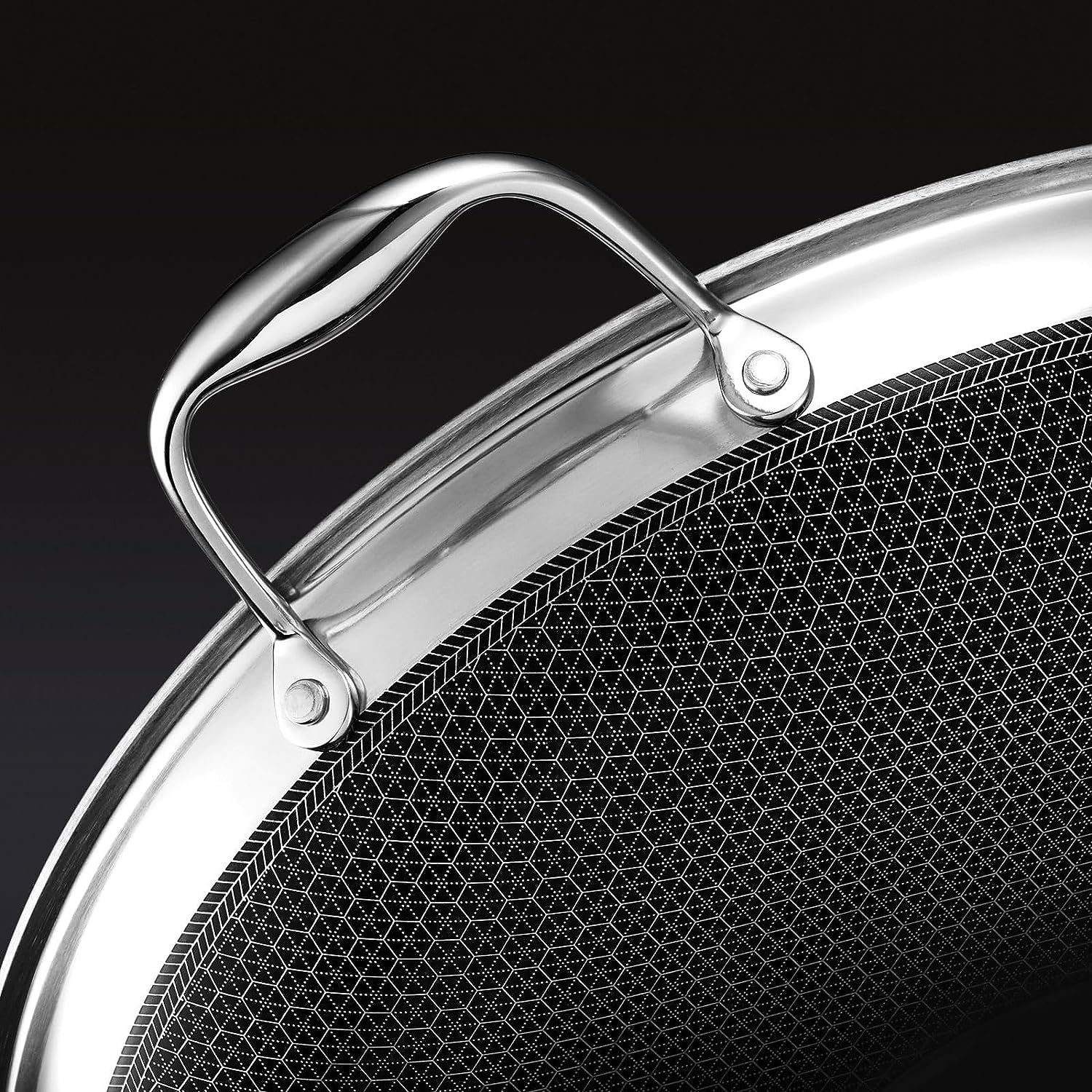 HexClad 14 Inch Hybrid Nonstick Frying Pan and Lid, Dishwasher and Oven Friendly, Compatible with All Cooktops