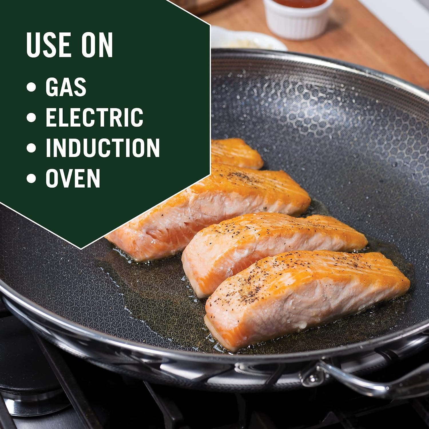 HexClad 14 Inch Hybrid Nonstick Frying Pan and Lid, Dishwasher and Oven  Friendly, Compatible with All Cooktops