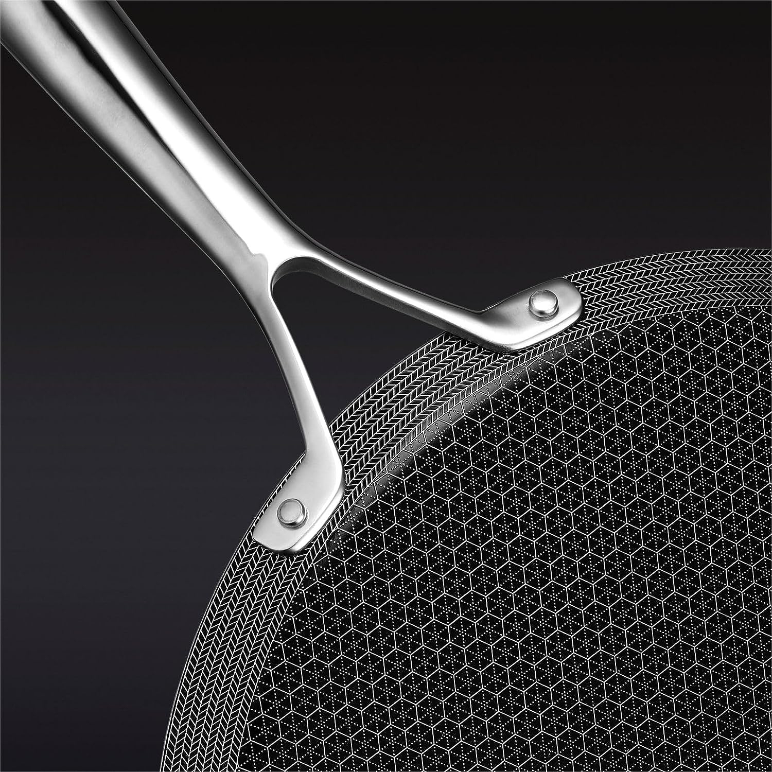 HexClad 12 Inch Hybrid Nonstick Griddle Pan and Lid, Dishwasher and Oven Friendly, Compatible with All Cooktops