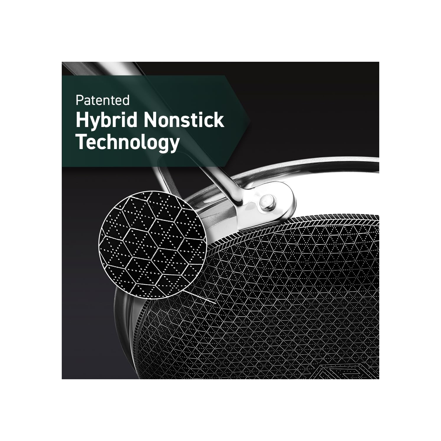 HexClad 12 Inch Hybrid Nonstick Griddle Pan and Lid, Dishwasher and Oven Friendly, Compatible with All Cooktops