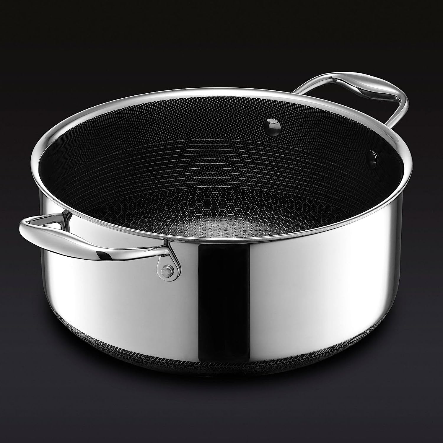 HexClad 5 Quart Hybrid Nonstick Dutch Oven and Lid, Dishwasher and Oven Friendly, Compatible with All Cooktops