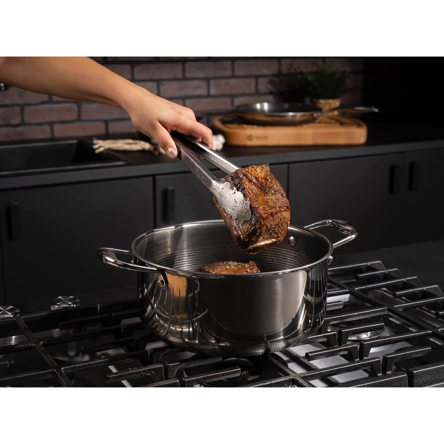 HexClad 5 Quart Hybrid Nonstick Dutch Oven and Lid, Dishwasher and Oven Friendly, Compatible with All Cooktops