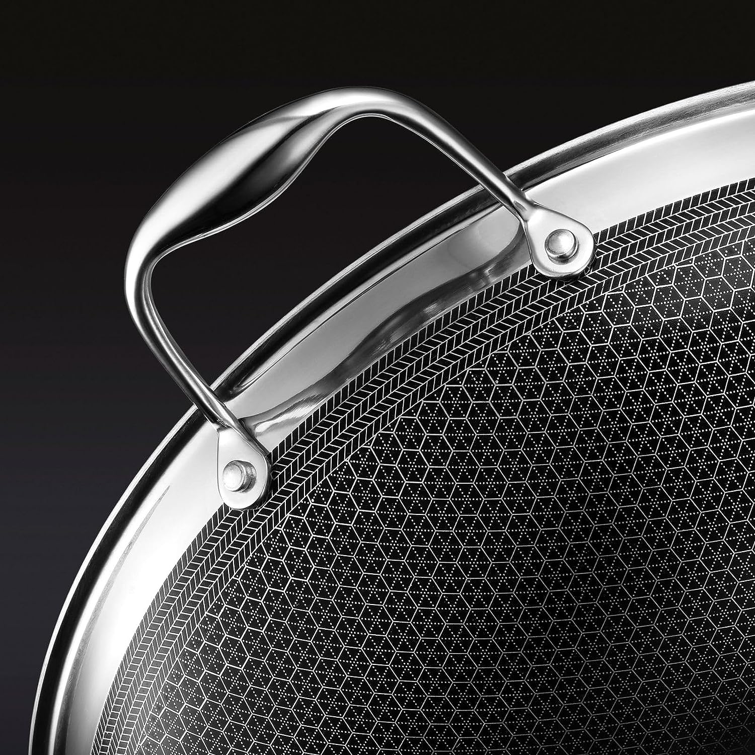 HexClad – wok et couvercle anti-adhésif hybride de 14 po, lavable au lave-vaisselle et au four, compatible avec toutes les surfaces de cuisson