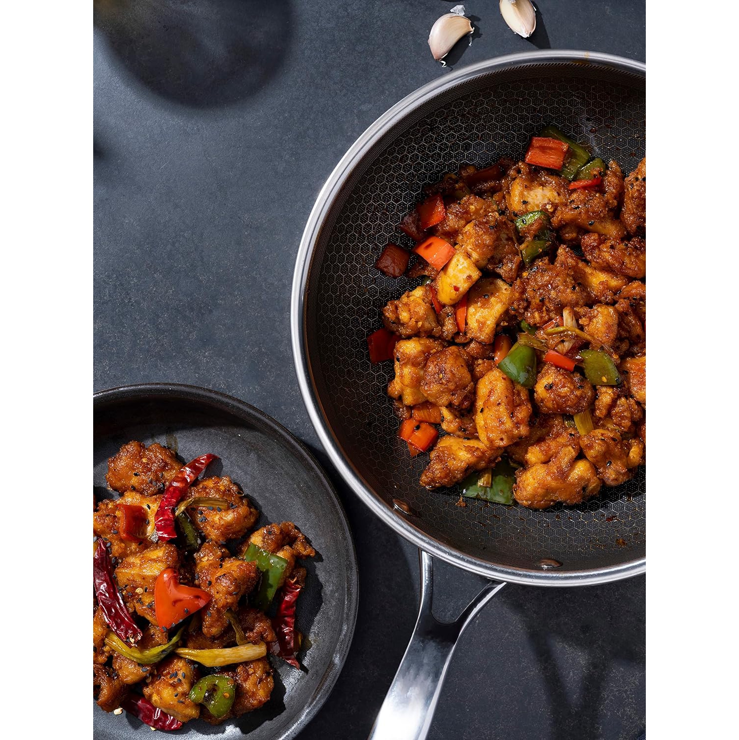 HexClad 10 Inch Hybrid Nonstick Wok, Dishwasher and Oven Friendly, Compatible with All Cooktops