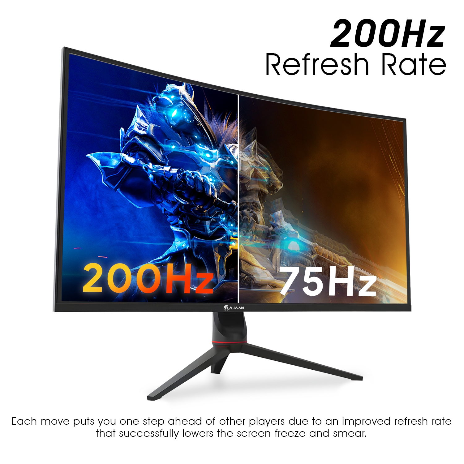 HAJAAN 32” Inch FHD 1080p Curved Gaming Monitor with RGB Lighting 200Hz Refresh Rate with VA Display, Built-in Speakers, Tilt Adjustment, Wall