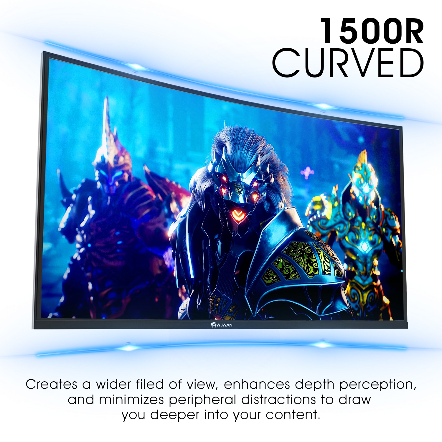 HAJAAN 32” Inch FHD 1080p Curved Gaming Monitor with RGB Lighting 200Hz Refresh Rate with VA Display, Built-in Speakers, Tilt Adjustment, Wall