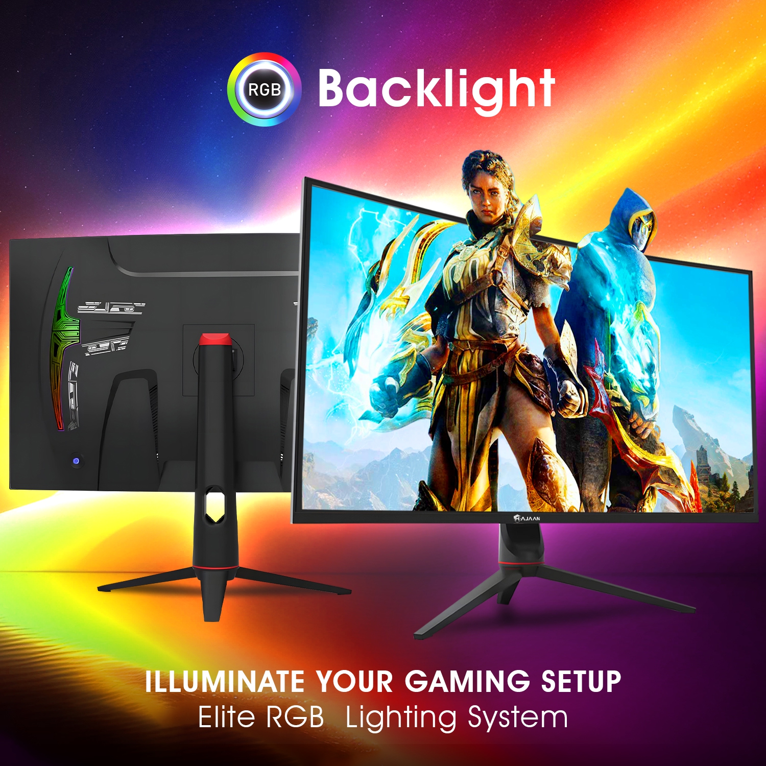 HAJAAN 32” Inch FHD 1080p Curved Gaming Monitor with RGB Lighting 200Hz Refresh Rate with VA Display, Built-in Speakers, Tilt Adjustment, Wall