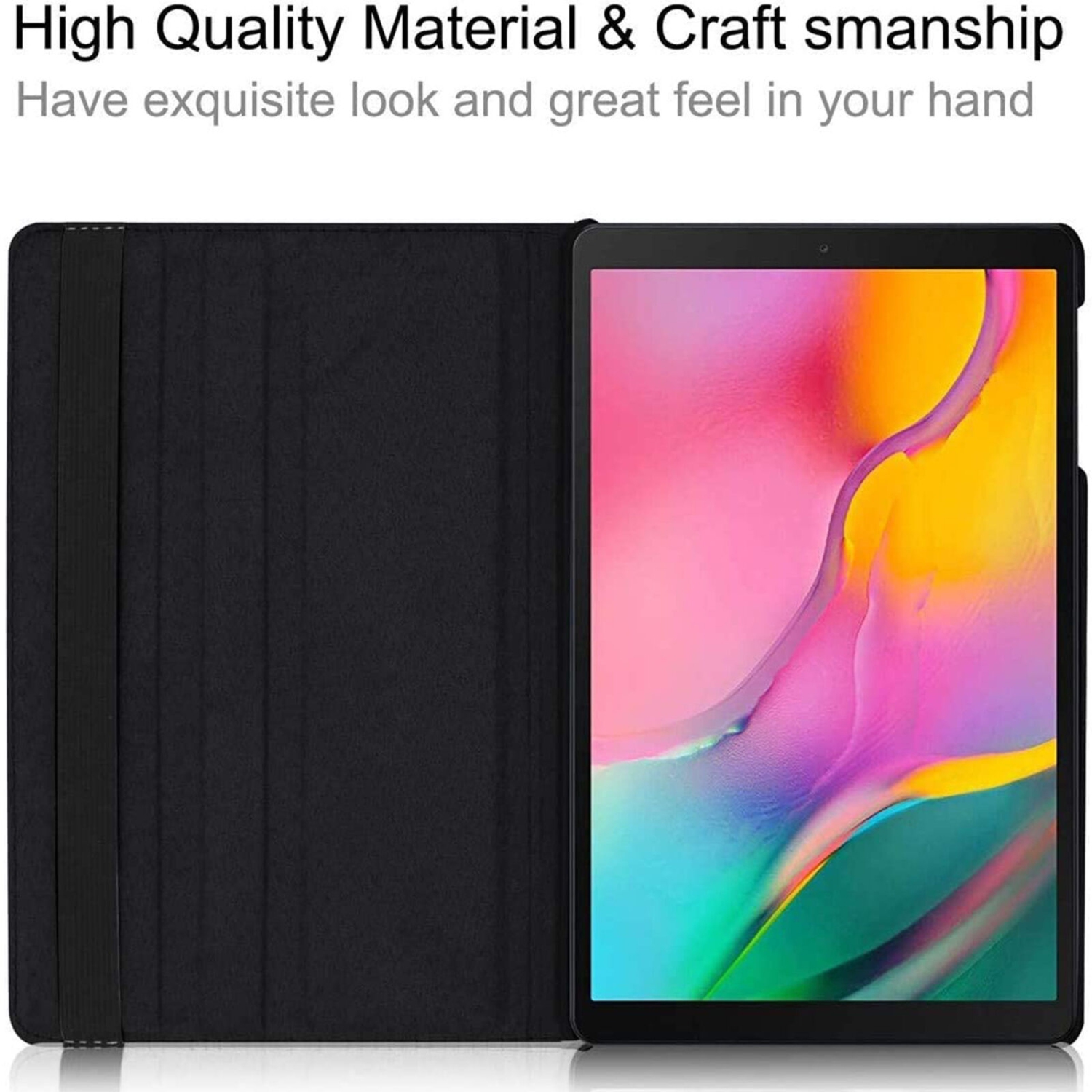 [CSmart] 360 Rotating PU Leather Tablet Case Smart Cover for Samsung Tab S9 / S9 FE 11", X710 / X510, Black
