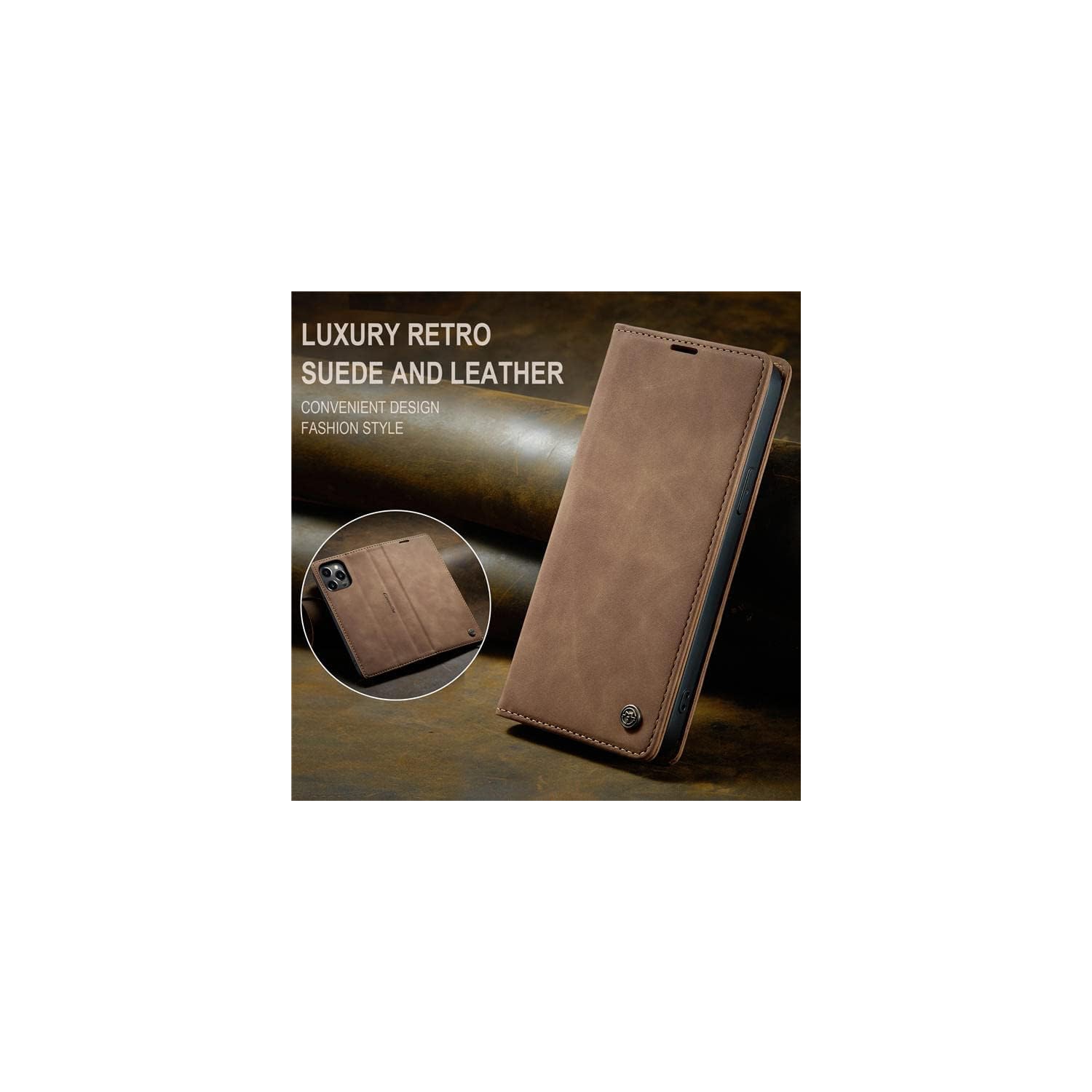 CaseMe pour iPhone 15 PLUS, étui-portefeuille en cuir souple pu étui à rabat magnétique avec étui en cuir, fentes pour carte de crédit et pour carte