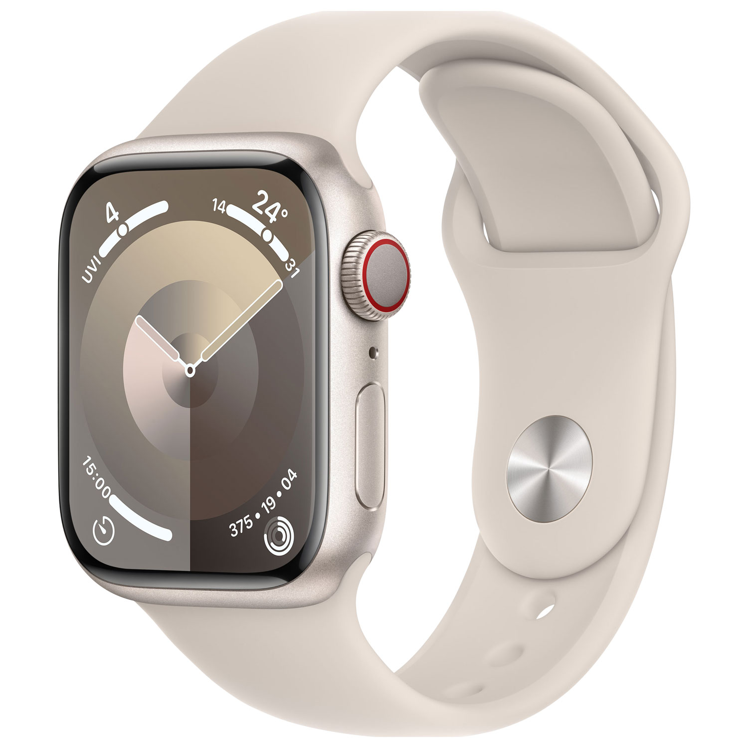 Apple Watch Series 9 (GPS + Cellular) 41mm Starlight Aluminium Case with Starlight Sport Band - Small / Medium 130-180mm