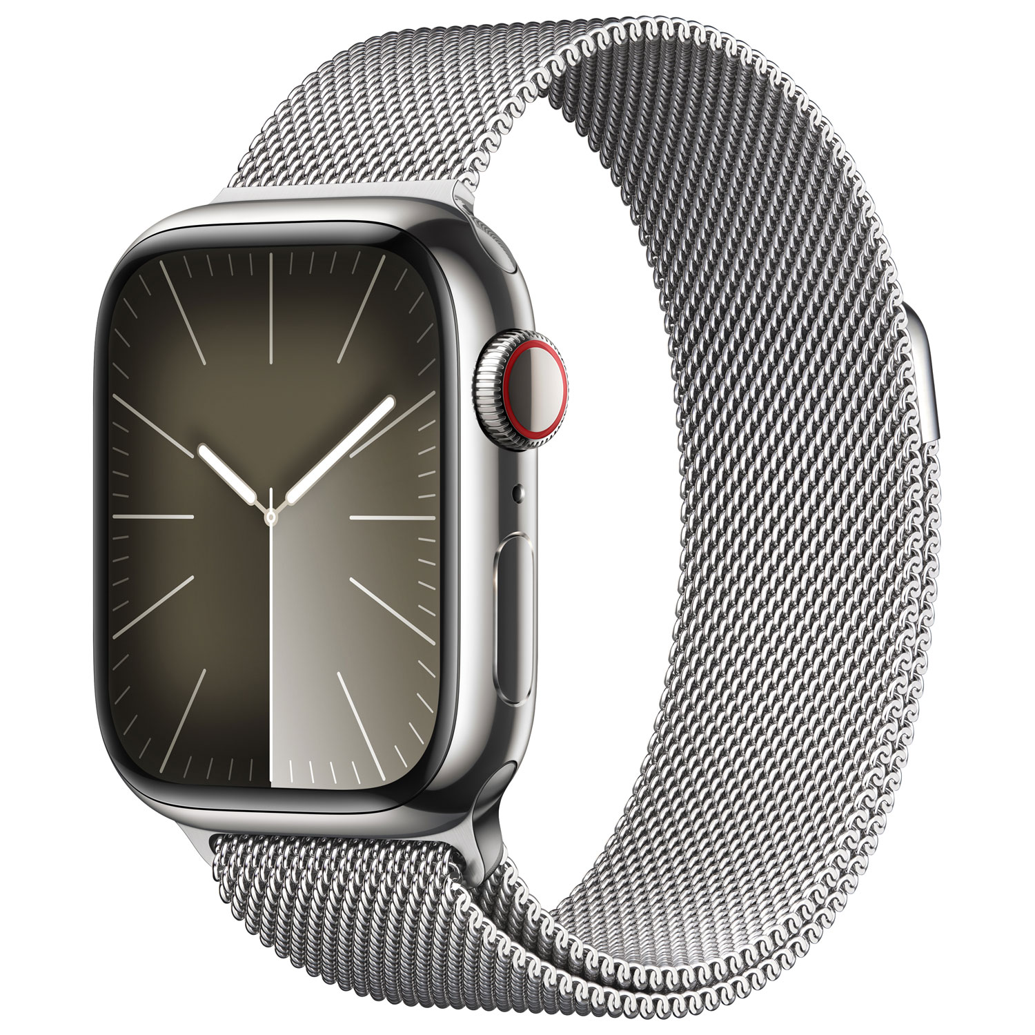 Apple Watch Series 9 (GPS + Cellular) 41mm Silver Stainless Steel Case with Silver Stainless Steel Milanese Loop - Small