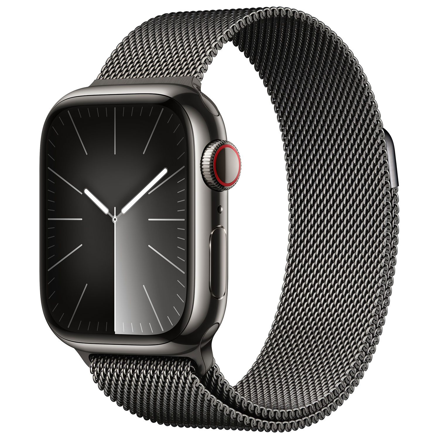 Apple Watch Series 9 (GPS + Cellular) 41mm Graphite Stainless Steel Case with Graphite Stainless Steel Milanese Loop - Small