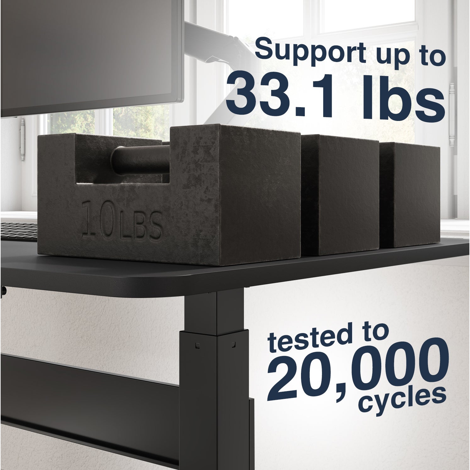 Desky Air-Lift Zero Sit-Stand Desk – 57.1" × 28.7" White Top, Pneumatic Lift, Black Frame