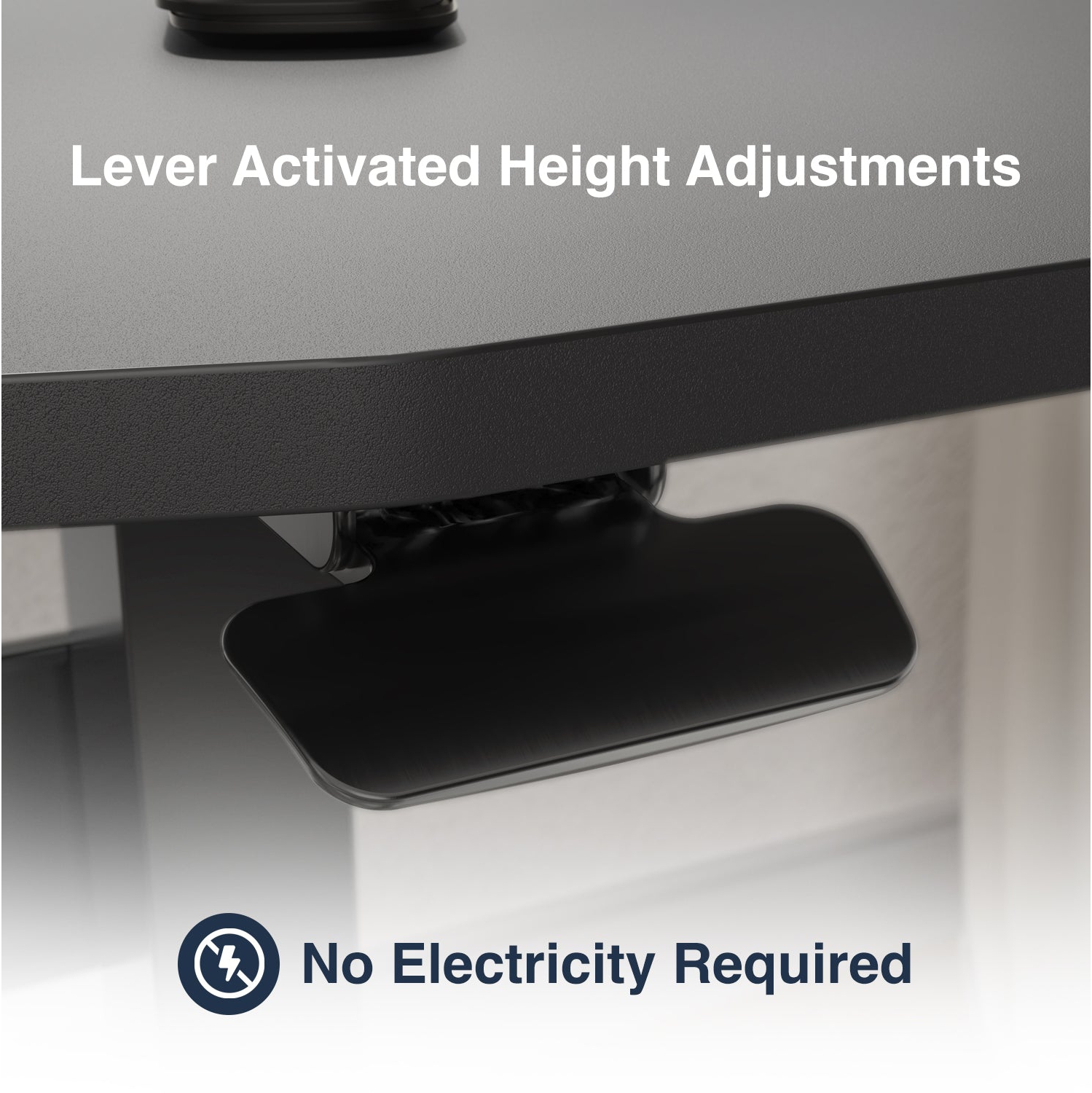 Desky Air-Lift Zero Sit-Stand Desk – 57.1" × 28.7" White Top, Pneumatic Lift, Black Frame